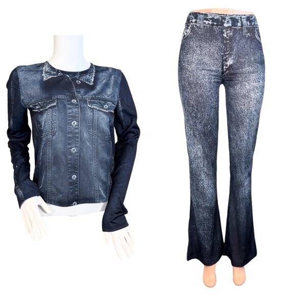 Zara Pants - NWT Zara Denim Printed Pantsuit SZ M $89